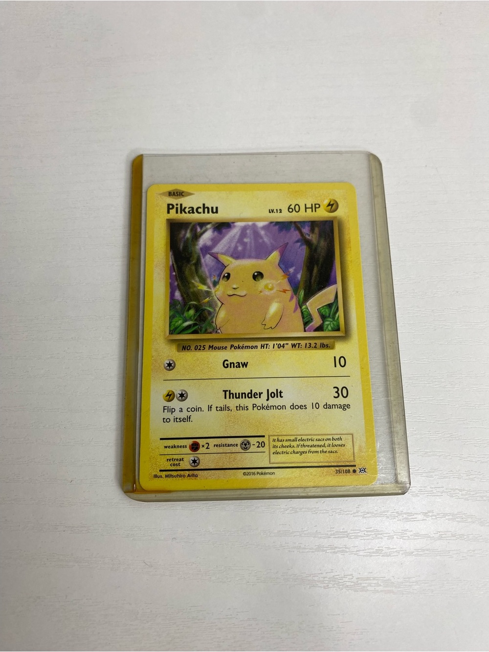 Rare Pikachu Pokémon Card 35/108 2016 Level 12 60 HP